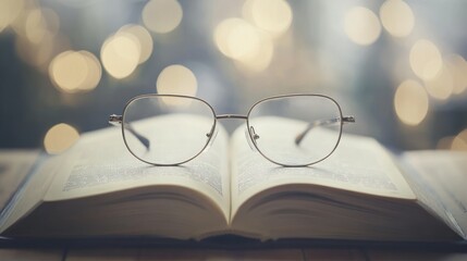 Wall Mural - Open Book with Glasses