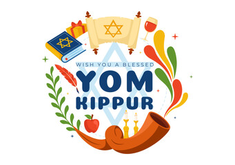 Yom Kippur Celebration or Wish You a Blessed Day Vector Illustration for the Day of Atonement in Judaism and for the Jewish Holiday in a Background