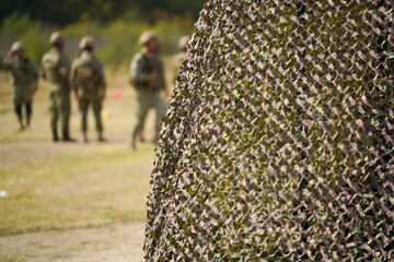 soldiers during a training. detail. the army in training.
