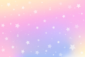 Wall Mural - pink and purple gradient unicorn sky with stars. rainbow pastel cute bg. magic abstract holographic 