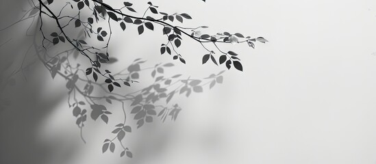 Aufkleber - Gray shadows of tree leaves and branches against a white wall Abstract neutral nature theme with a blurred background Room for text Shadows create natural light effects. with copy space image