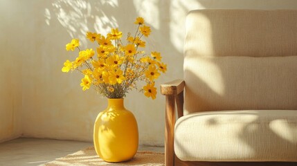 Wall Mural - Yellow Flowers in Vase by Cozy Sofa