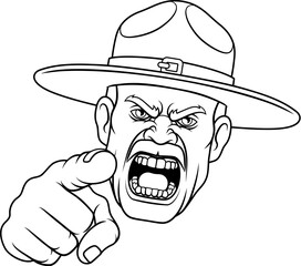 Canvas Print - An angry drill instructor or sergeant bootcamp army soldier cartoon character