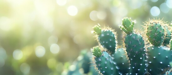 Aufkleber - Tropical cactus with a blurred background and ample copy space