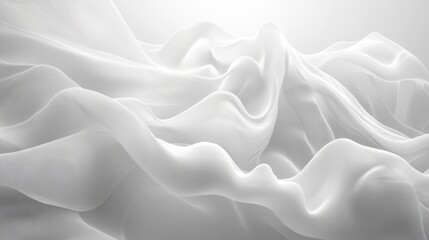 Sticker - Abstract White Fabric Waves Background