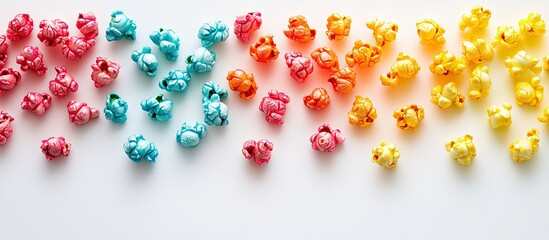 Aufkleber - colored popcorn set against a white background. with copy space image. Place for adding text or design