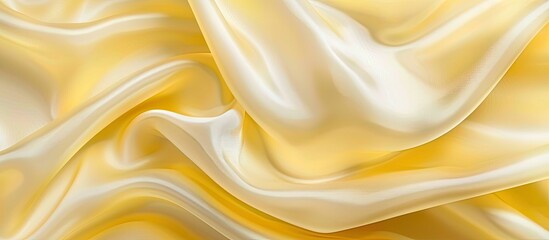 Aufkleber - Beautiful smooth elegant wavy light yellow satin silk luxury fabric texture abstract background design Copyspace