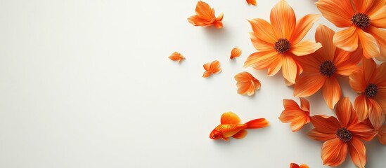 Poster - Home vibrant flower nematantus on a white background isolated goldfish orange blooms copy space in full bloom