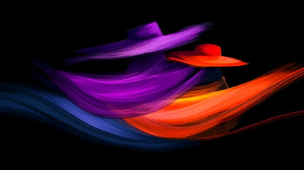 Poster - Abstract Art Purple Orange Blue Hat Background