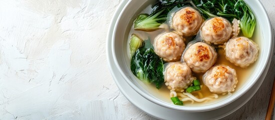 Poster - octopus balls in Chinese cabbage soup. with copy space image. Place for adding text or design