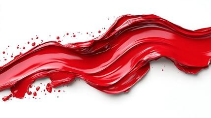 Wall Mural - Abstract Red Liquid Swirl on White Background