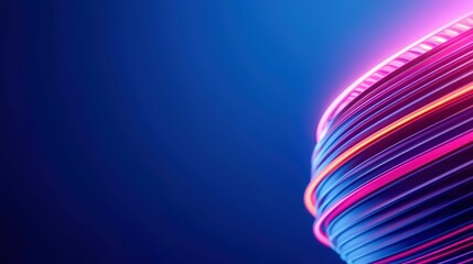 Poster - Abstract Neon Spheres with Glowing Rings