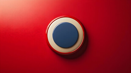 Wall Mural - Red White and Blue Circle Button on Red Background