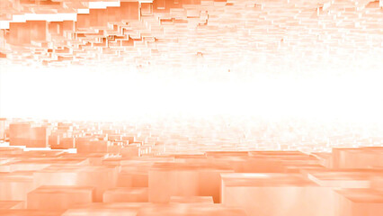 Fototapete - Background of flying among boxes. Design. 3D cubes and light corridor.