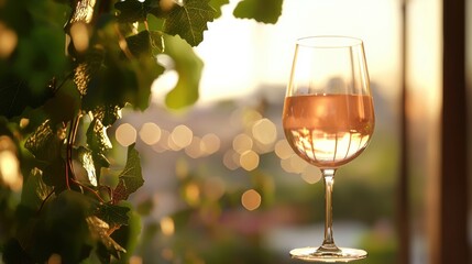 Savoring the Essence of a Vineyard Sunset in a Glass of Wine