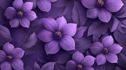 Canvas Print - Purple Floral Pattern Background