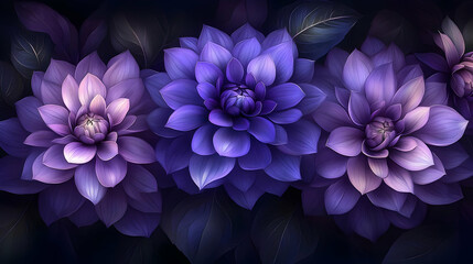 Poster - Purple Dahlia Flowers Floral Bouquet Bloom Close Up