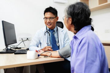 doctor is talking to a woman in a medical office