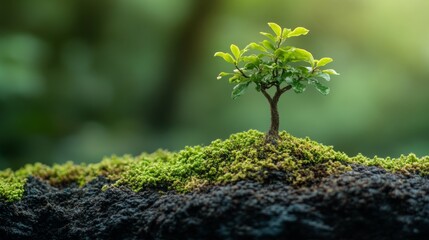 Sticker - Young Tree Growing on Mossy Soil