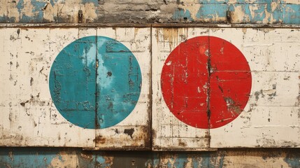 Poster - Vintage Painted Wooden Doors with Colorful Oval Designs