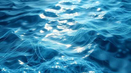 Poster - Abstract blue water with light streaks.