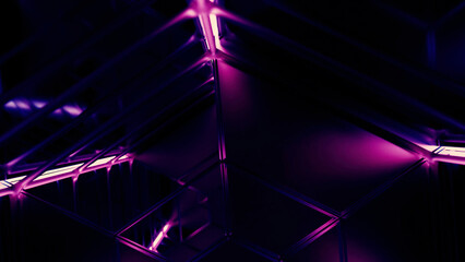 Poster - Flying in a spaceship tunnel, a sci-fi shuttle corridor. Design. Futuristic abstract technology.