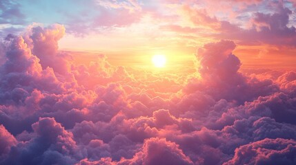 Canvas Print - Colorful Sunset Above Clouds