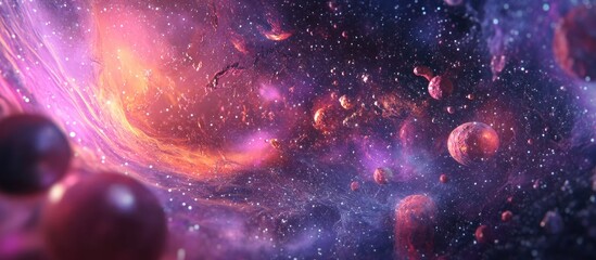 Aufkleber - 3D cartoon depiction of a universe brimming with stars nebulae and galaxies