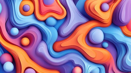Poster - Retro abstract seamless pattern in 3D cartoon rendering