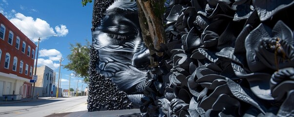 Wall Mural - Urban art installation highlighting mental health awareness, 4K hyperrealistic photo