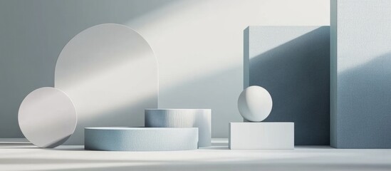 Aufkleber - Abstract 3D rendering featuring geometric shapes on a white background suitable for product presentation or mockup showcasing minimalistic design with ample empty space