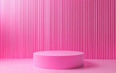 Leinwandbilder - Minimalistic studio background featuring a 3D pink cylinder podium Abstract geometric shape illustration for product display