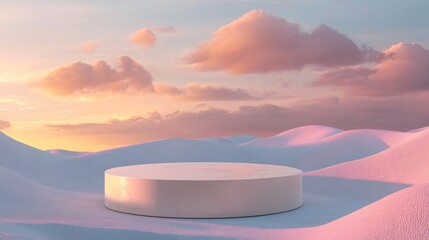 Poster - Abstract landscape featuring a podium designed for product presentation 3D rendering