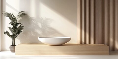 Poster - Minimalistic display with an empty podium for product presentation 3D rendering