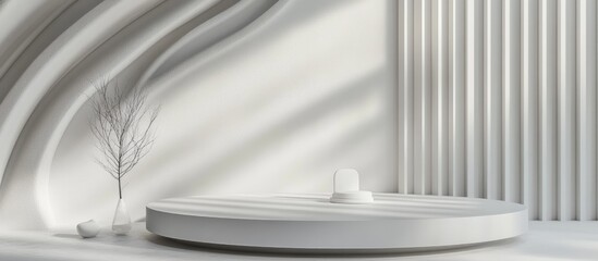 Poster - Abstract 3D render featuring a mock up podium for product display minimalist concept geometric backdrop and product showcase