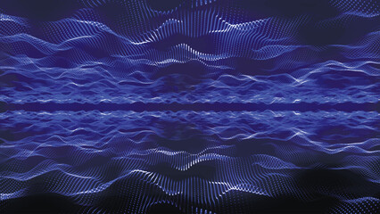 Wall Mural - Futuristic particle wave. Abstract technology background. Big data visualization. Vector illustration