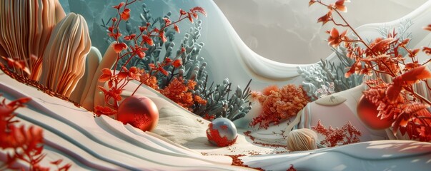 Whimsical compositions with organic shapes, 4K hyperrealistic photo