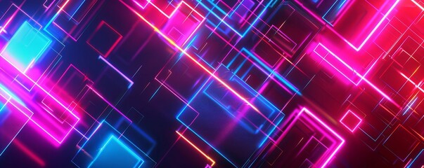 Vibrant neon geometric patterns with glowing edges, 4K hyperrealistic photo