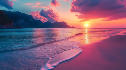 Poster - Serene Tropical Sunset on Beach