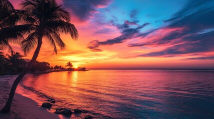 Wall Mural - Tropical Sunset Paradise