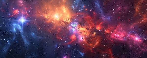 Wall Mural - Distant galaxy with colorful stars, 4K hyperrealistic photo