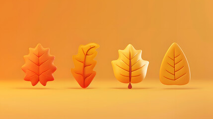 Poster - Colored Leaves Autumn elements icon 3D Cartoon