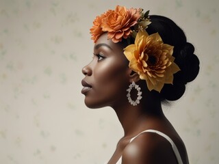 Elegant African Woman with Floral Headband