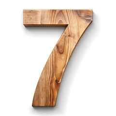 number 7 with wood effect on white background. number decoration style