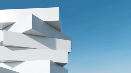 Poster - 3d render of abstract white modern architecture against the blue sky