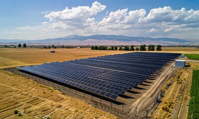 Wall Mural - Solar Panels in a Field