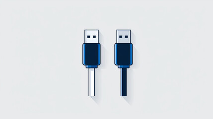 USB Cable Clipart with Minimalist Outline Design