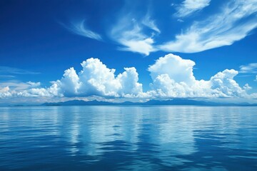 Naklejka na meble Sea scape with blue sky and clouds.