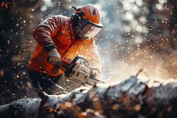 A Logger in Action: Cutting Through the Forest with Precision