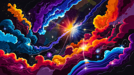 Wall Mural - abstract backgrounds stunning illustration universe nebula galaxy starry sky planets colorful	